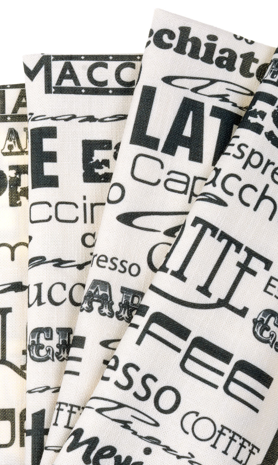Coffee Theme Printed Fabric By the Yard for Curtains & Drapes (White/ Black)