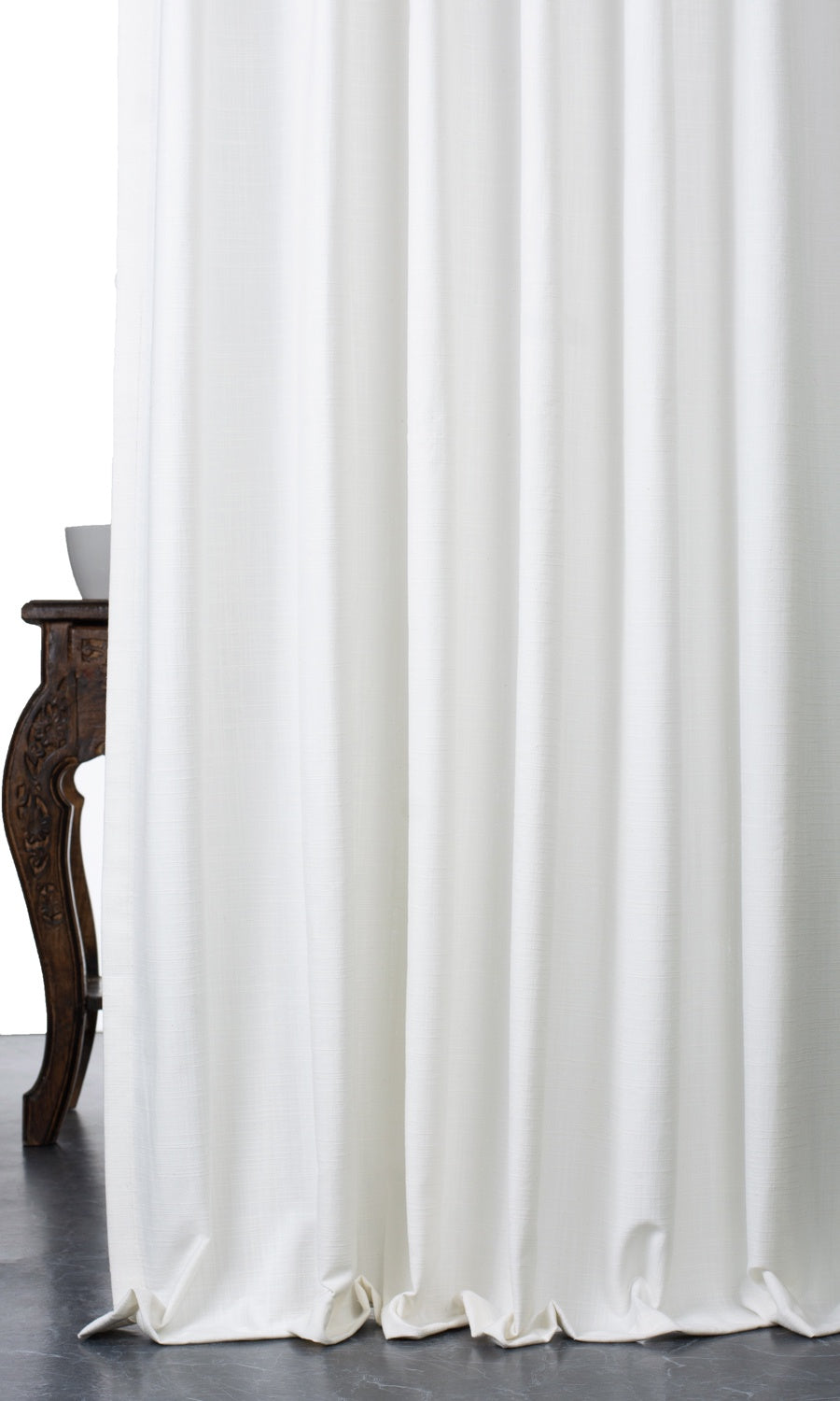 Plain Linen-Texture Window Treatments Fabric Sample (White)