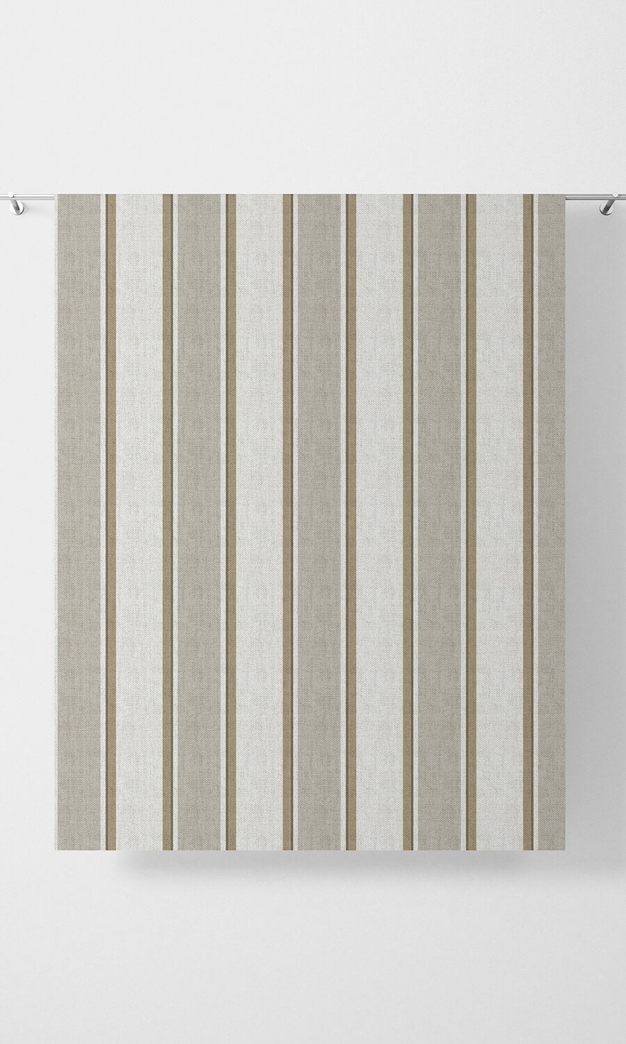 Striped Home Décor Fabric By the Yard (White/ Brown/ Beige)