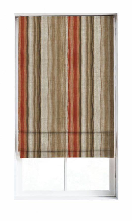 Watercolor Effect Striped Blinds (Red/ Brown)