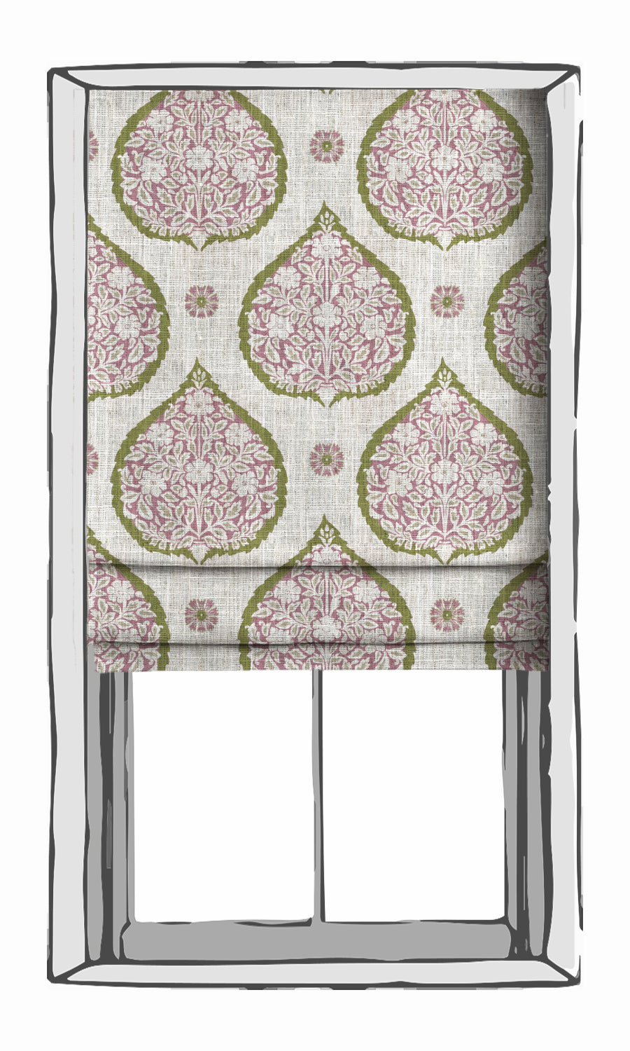 Paisley Window Treatments Fabric By the Yard (Pink/ Green)