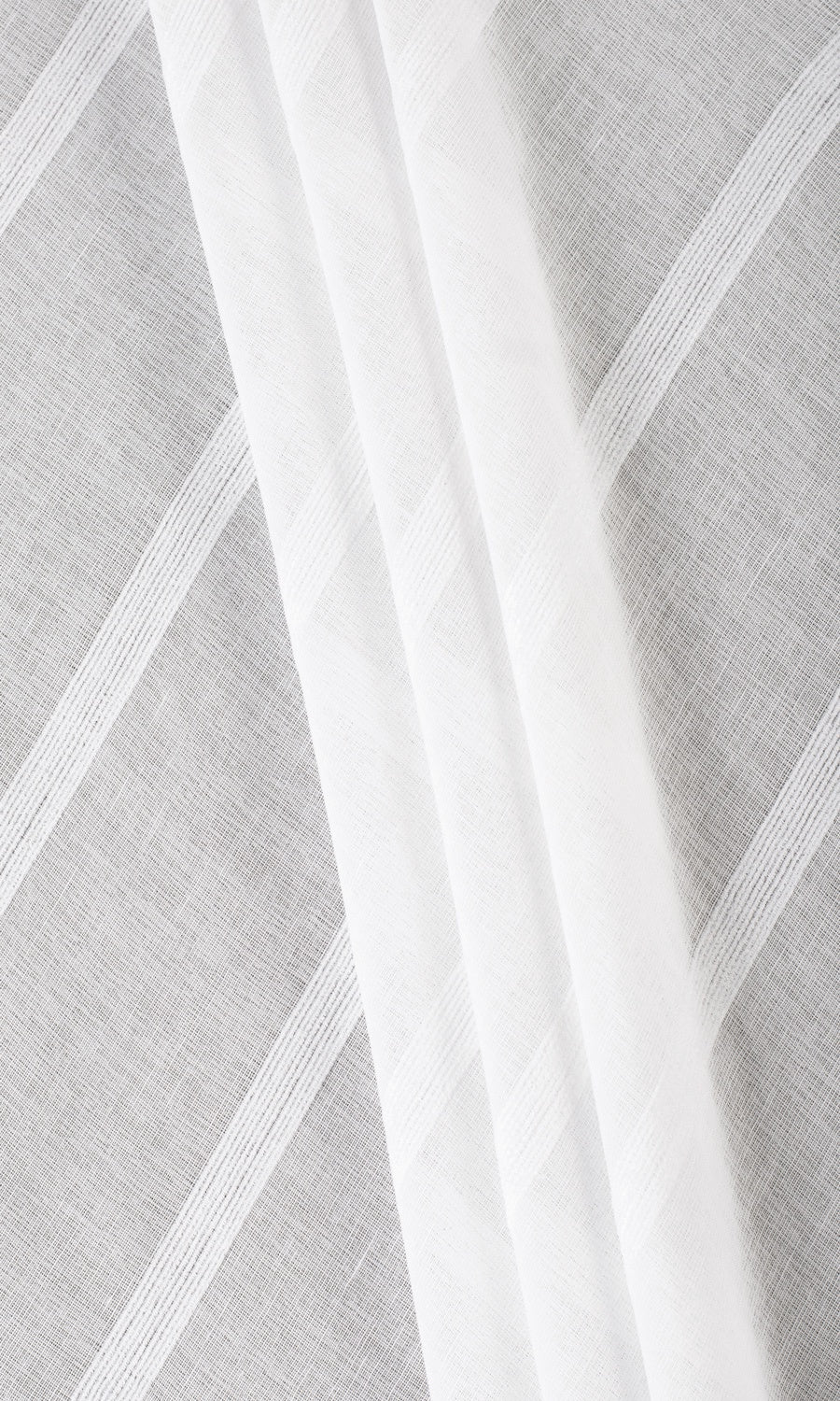 Woven Striped Sheer Fabric Sample for Roman Blinds & Shades (White)