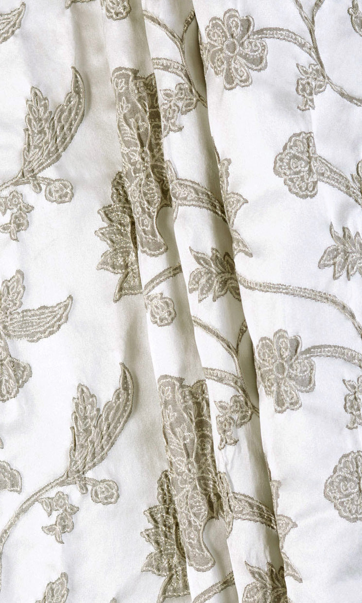 Floral Home Textile Fabric Material By the Yard (White/ Silver/ Gray)