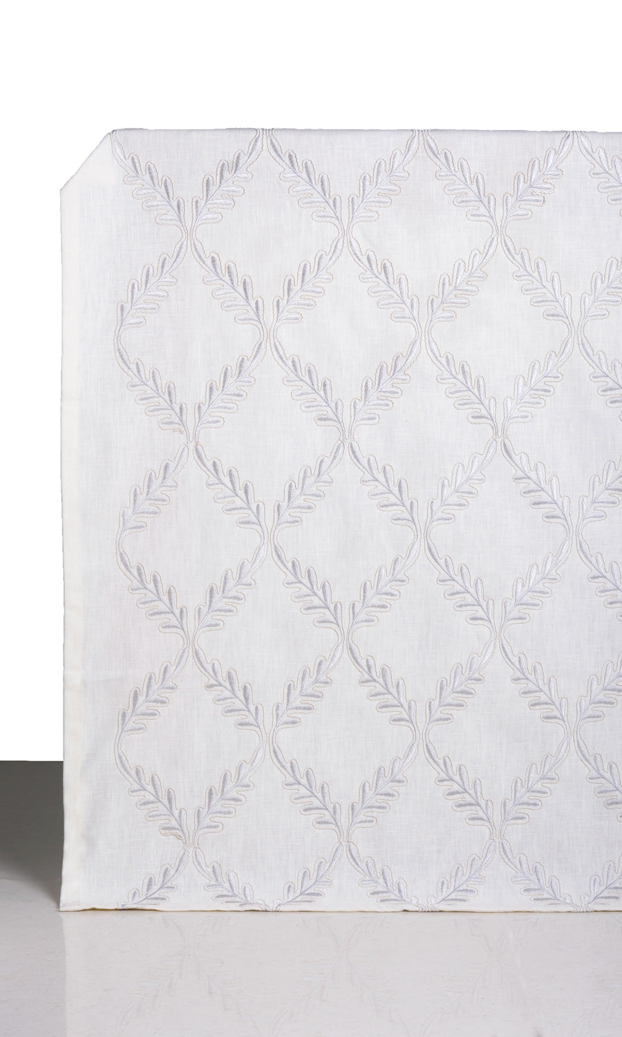 Poly-Linen Embroidered Window Treatments Fabric By the Yard (White/ Cream)