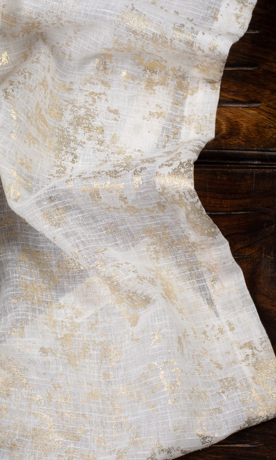 Textured Semi-Sheer Free Fabric Material Sample (Cream/ Golden)