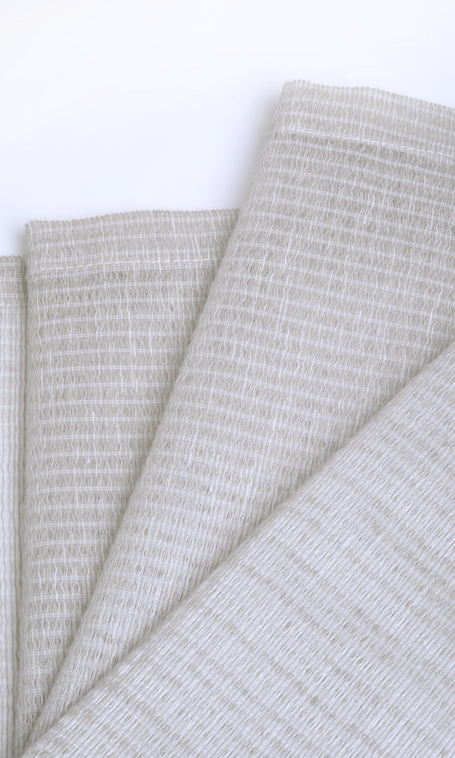 Horizontal Striped Sheer Fabric By the Yard for Curtains & Drapes (Grey-Beige)