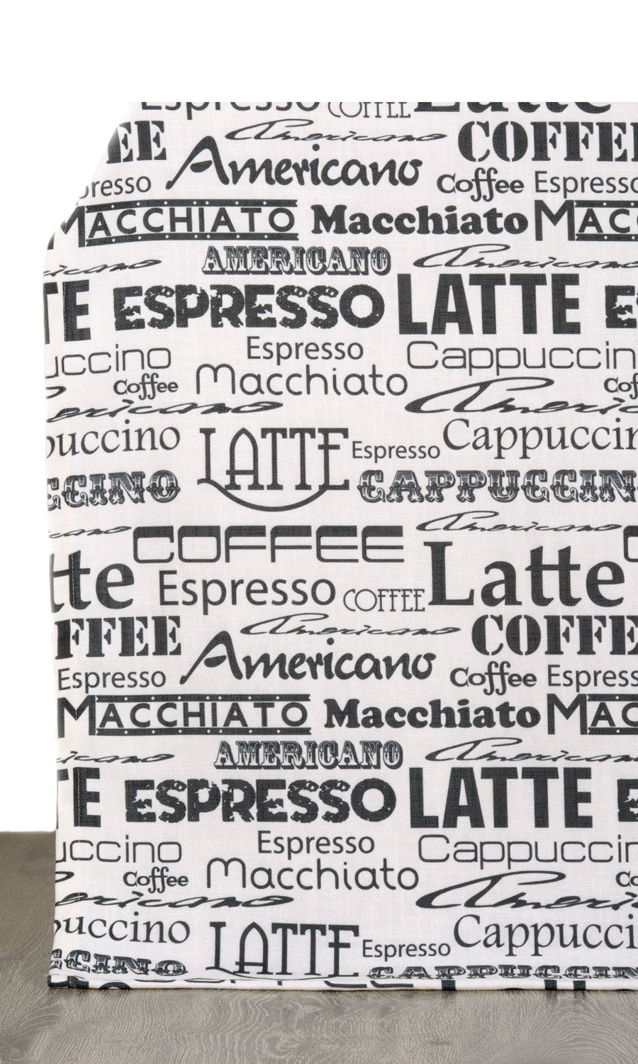 Coffee Theme Printed Home Décor Fabric By the Yard (White/ Black)