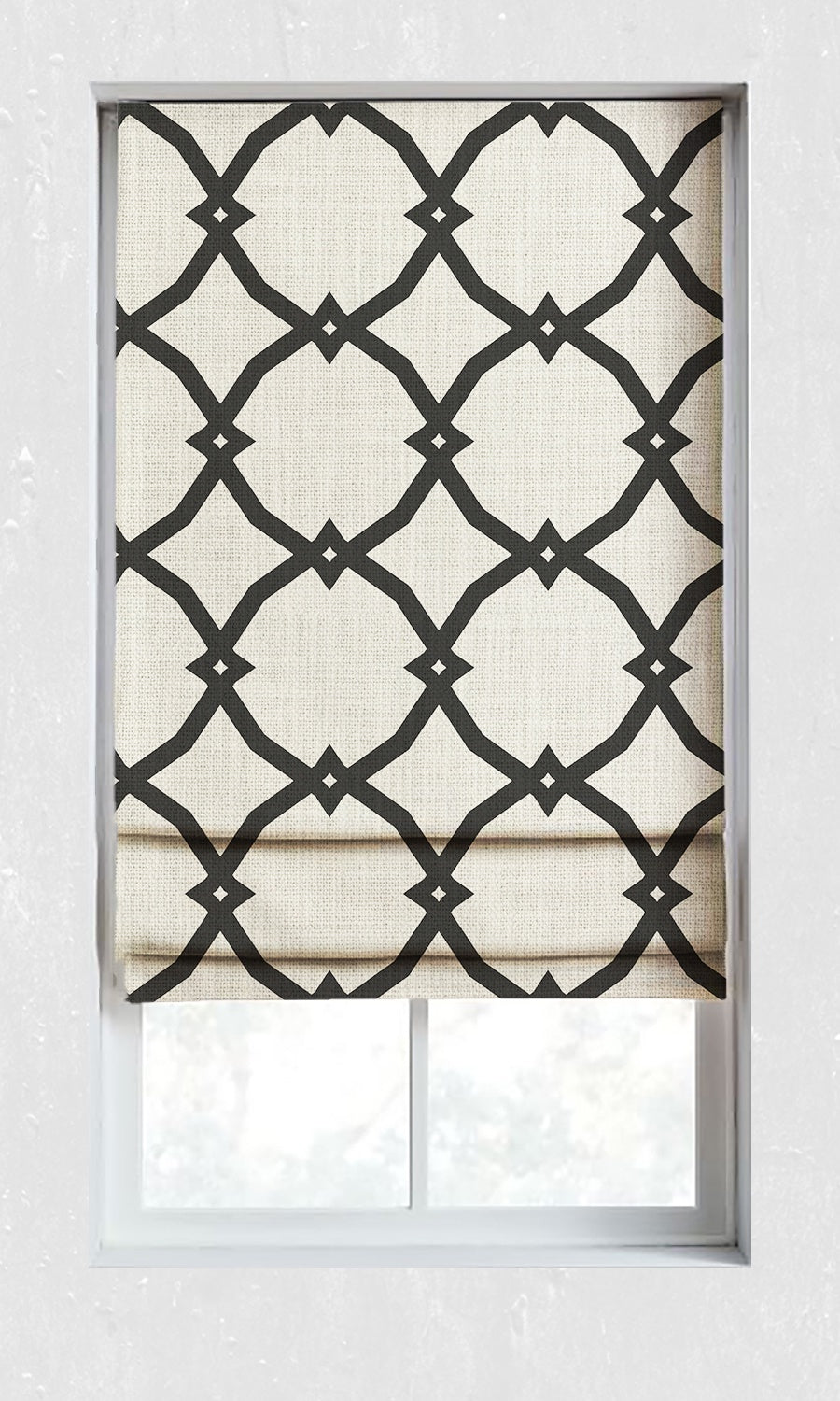 Print Window Treatments Fabric By the Metre (Black/ Ivory)