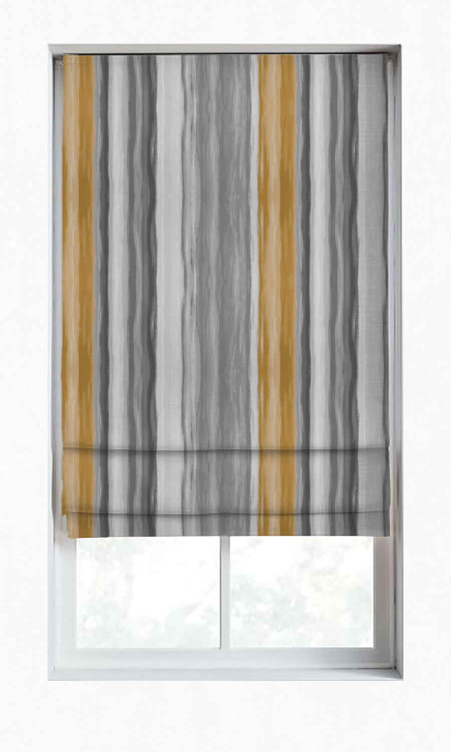 Dimout Striped Home Décor Fabric By the Yard (Grey/ Mustard Yellow)