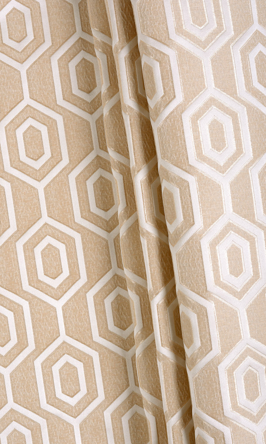 Honeycomb Patterned Fabric Material By the Yard (Sand Beige/ White)
