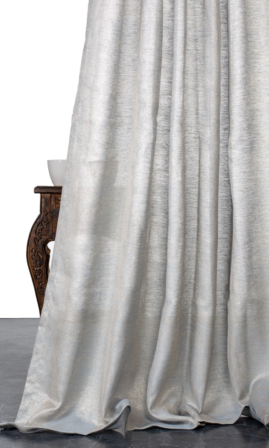 Metallic Accents Semi-Sheer Window Treatments Fabric Sample (Gray/ Gold)