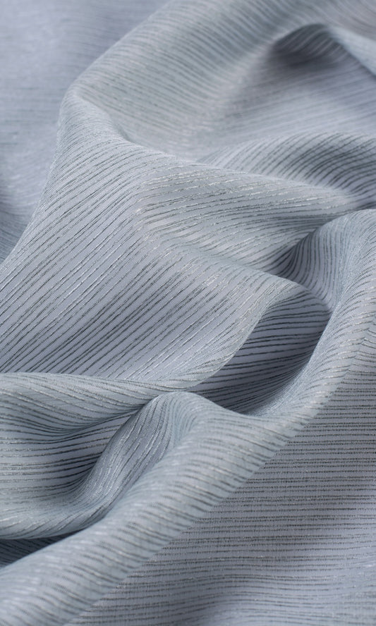 Striped Sheer Home Décor Fabric By the Yard (Periwinkle Gray)