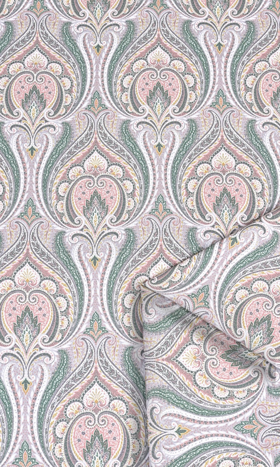 Floral Damask Fabric Material By the Yard (Pink/ Green/ Grey)