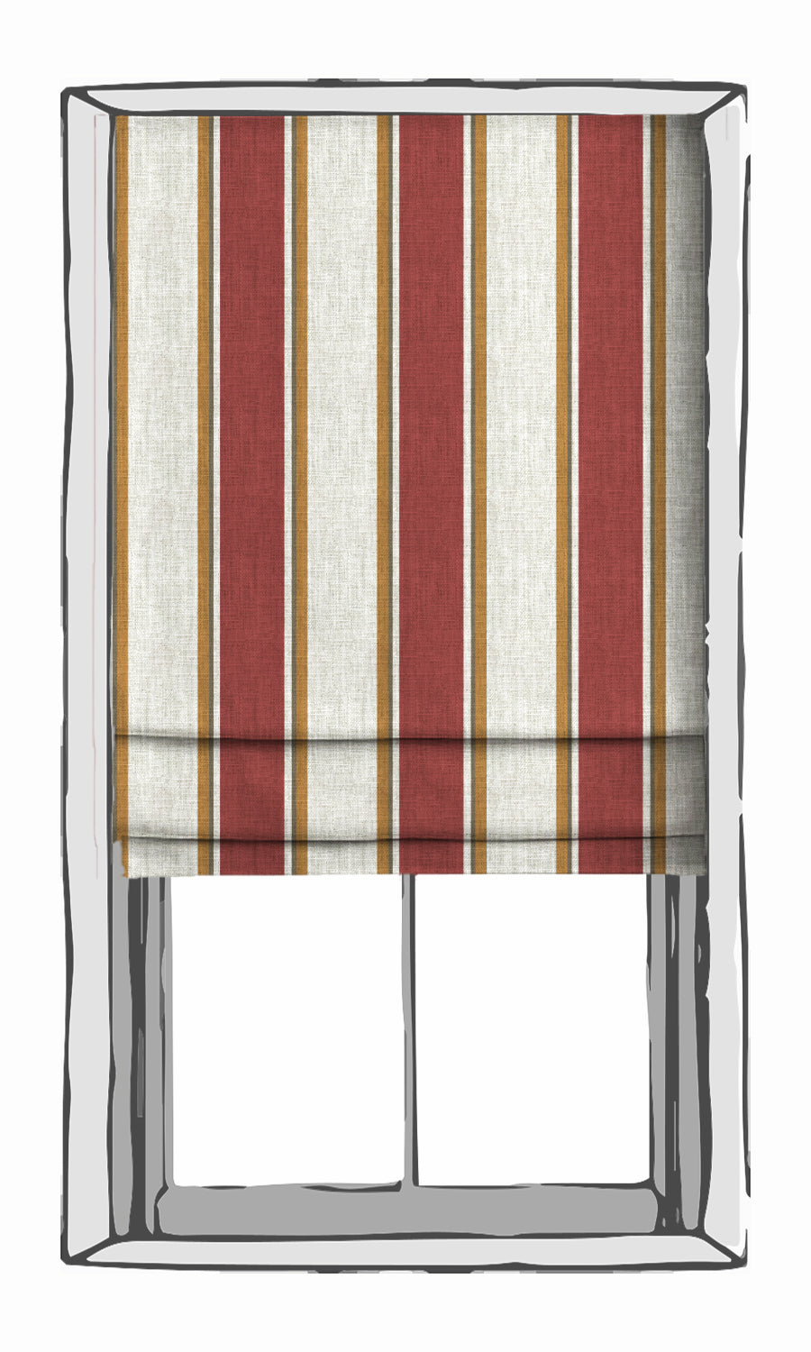 Contemporary Striped Window Treatments Fabric By the Yard (White & Red)