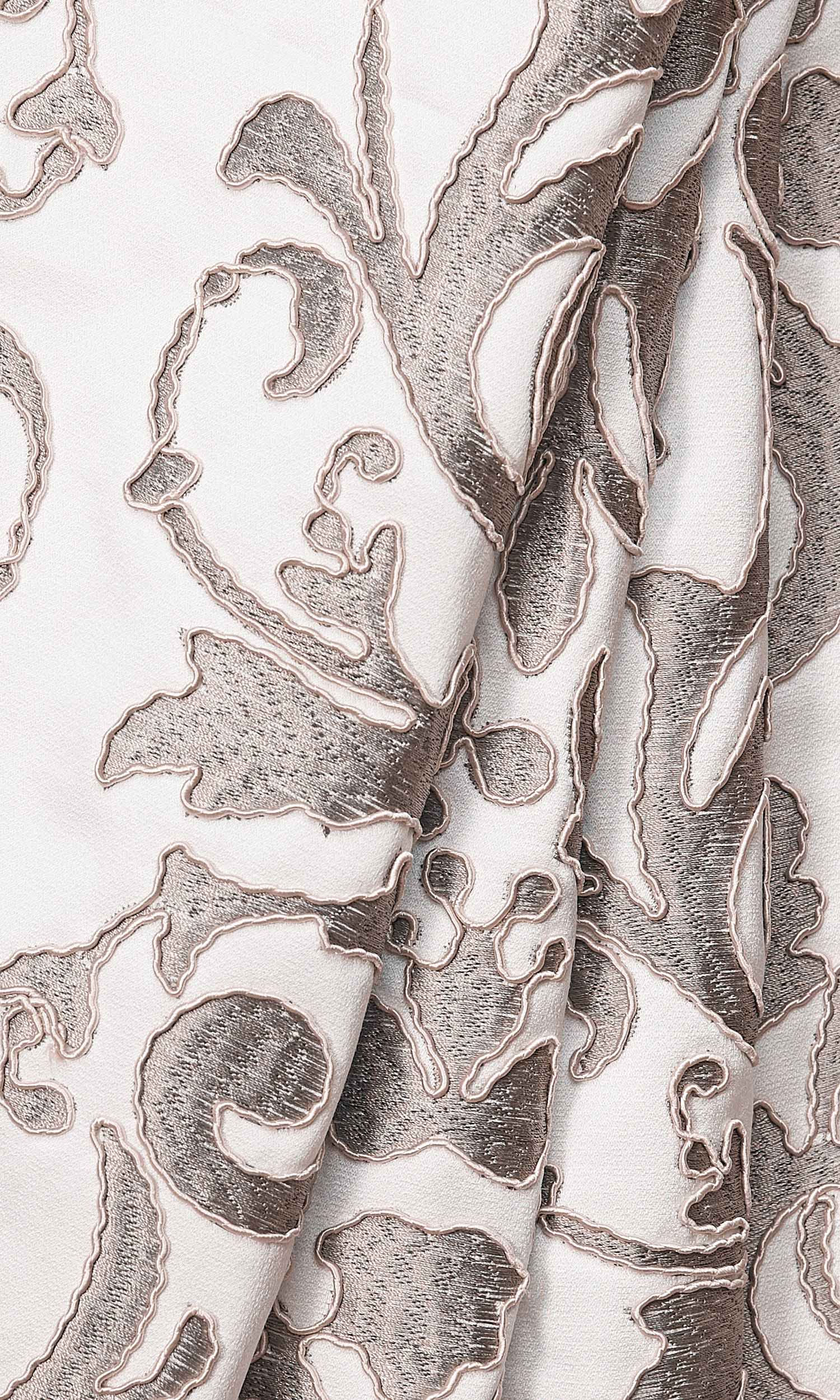 Damask Window Treatments Fabric By the Yard (White/ Grey)