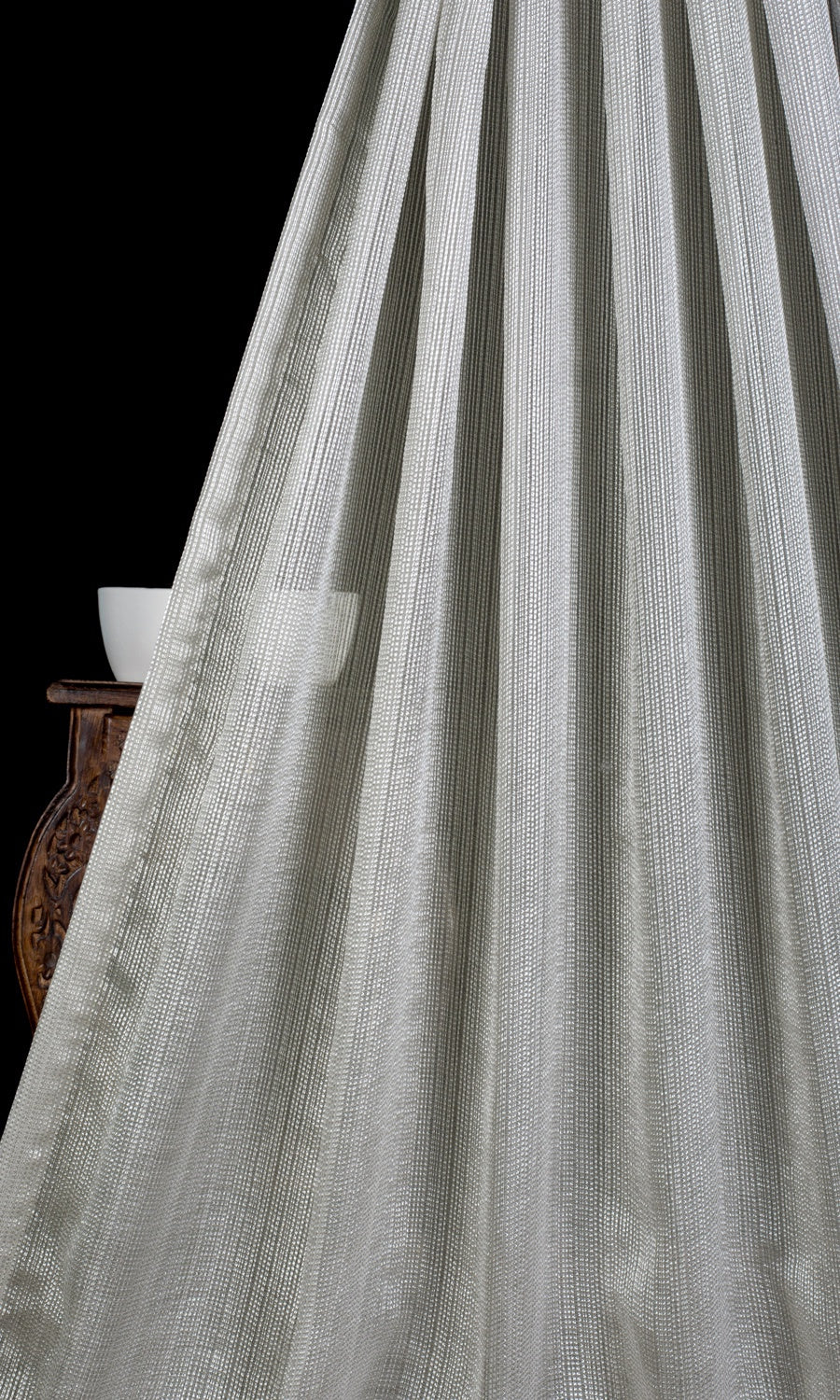 Woven Striped Sheer Window Treatments Fabric Sample (Grey)