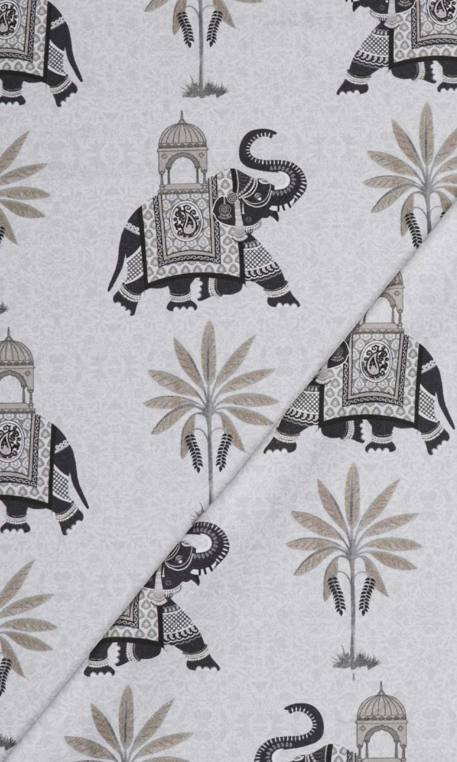 Cotton Printed Fabric Material By the Yard (Grey)