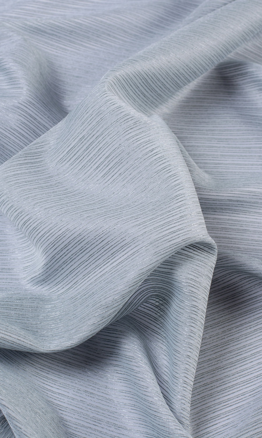 Striped Sheer Window Treatments Fabric By the Yard (Periwinkle Gray)