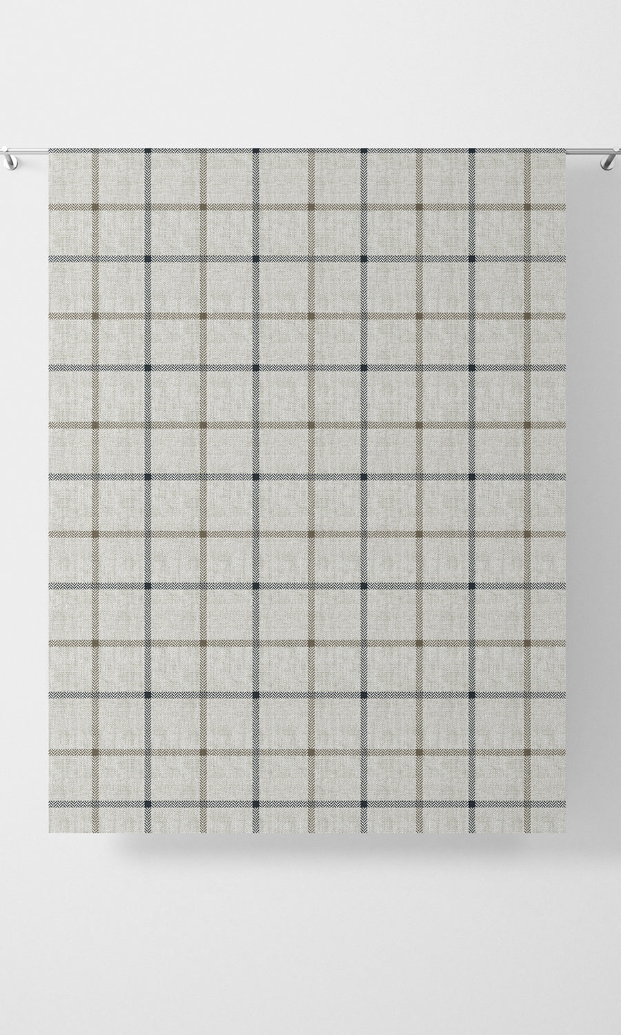 Check Patterned Home Textile Fabric Material By the Yard (Oatmeal White)