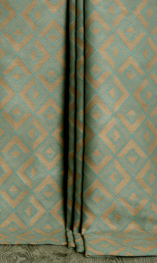 Argyle Patterned Blinds (Turquoise Blue/ Brown)