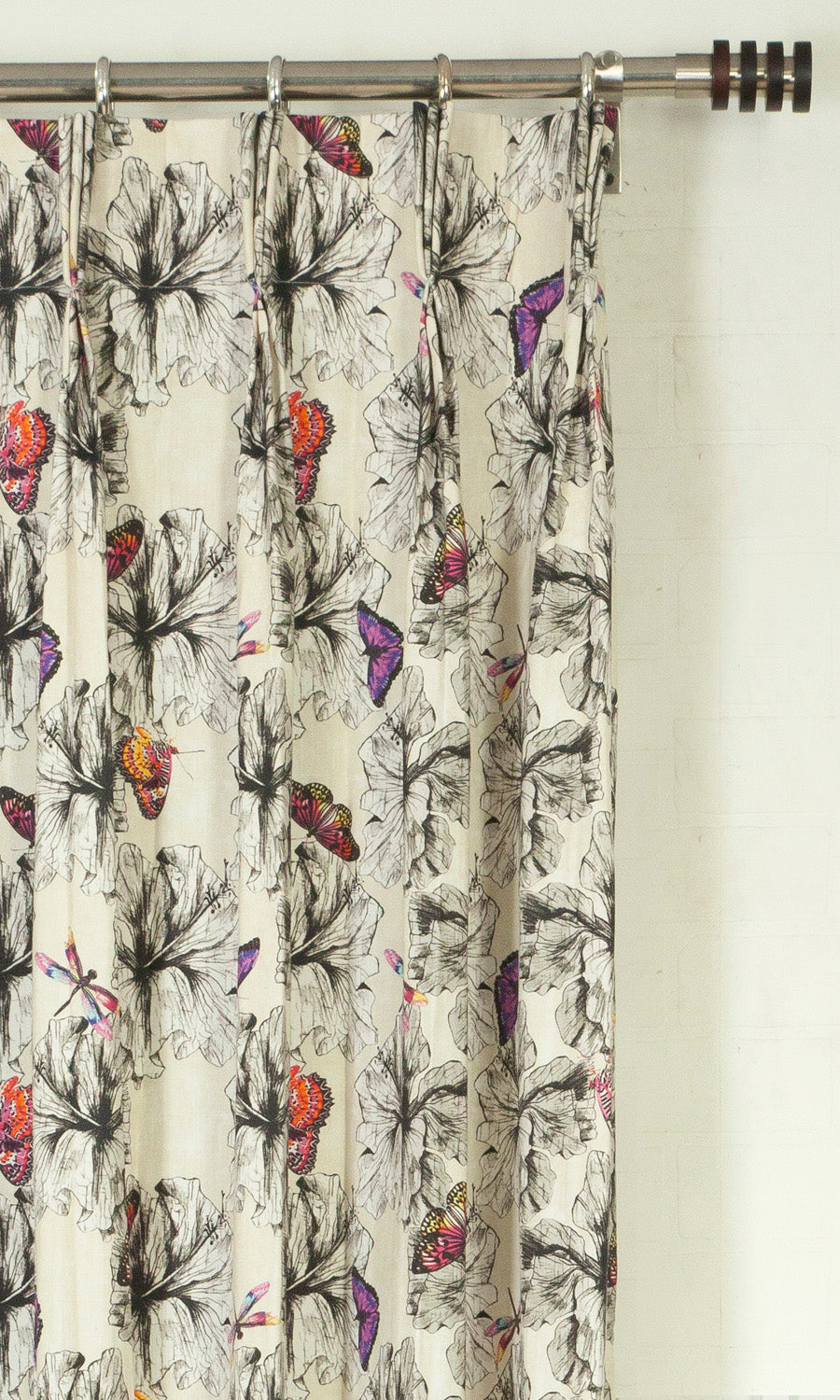 Butterfly Print Cotton Home Textile Fabric Material Sample (Pink/ Purple)