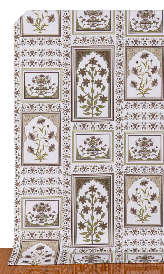 Floral Cotton Fabric Blinds (Brown/ Green)