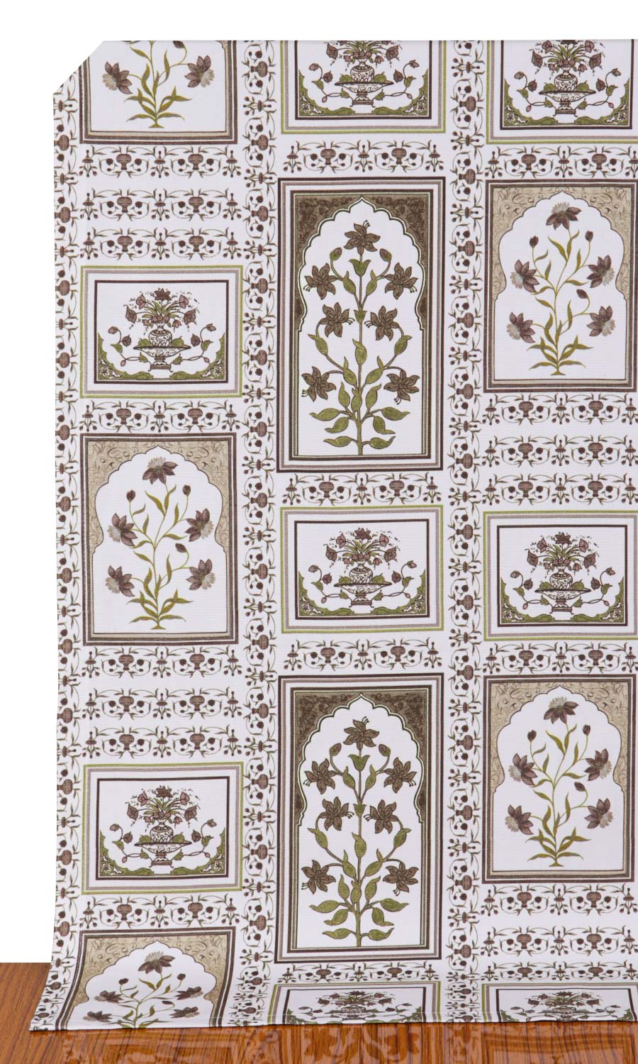 Floral Cotton Home Décor Fabric By the Yard (Brown/ Green)