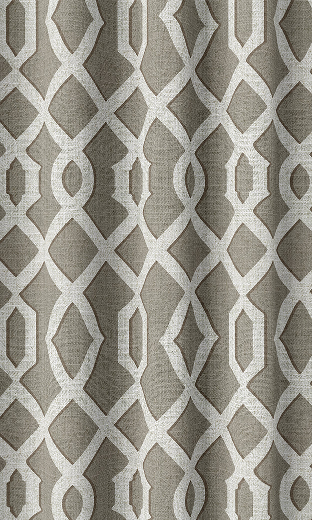 Trellis Patterned Home Textile Fabric Material By the Metre (Grey & White)