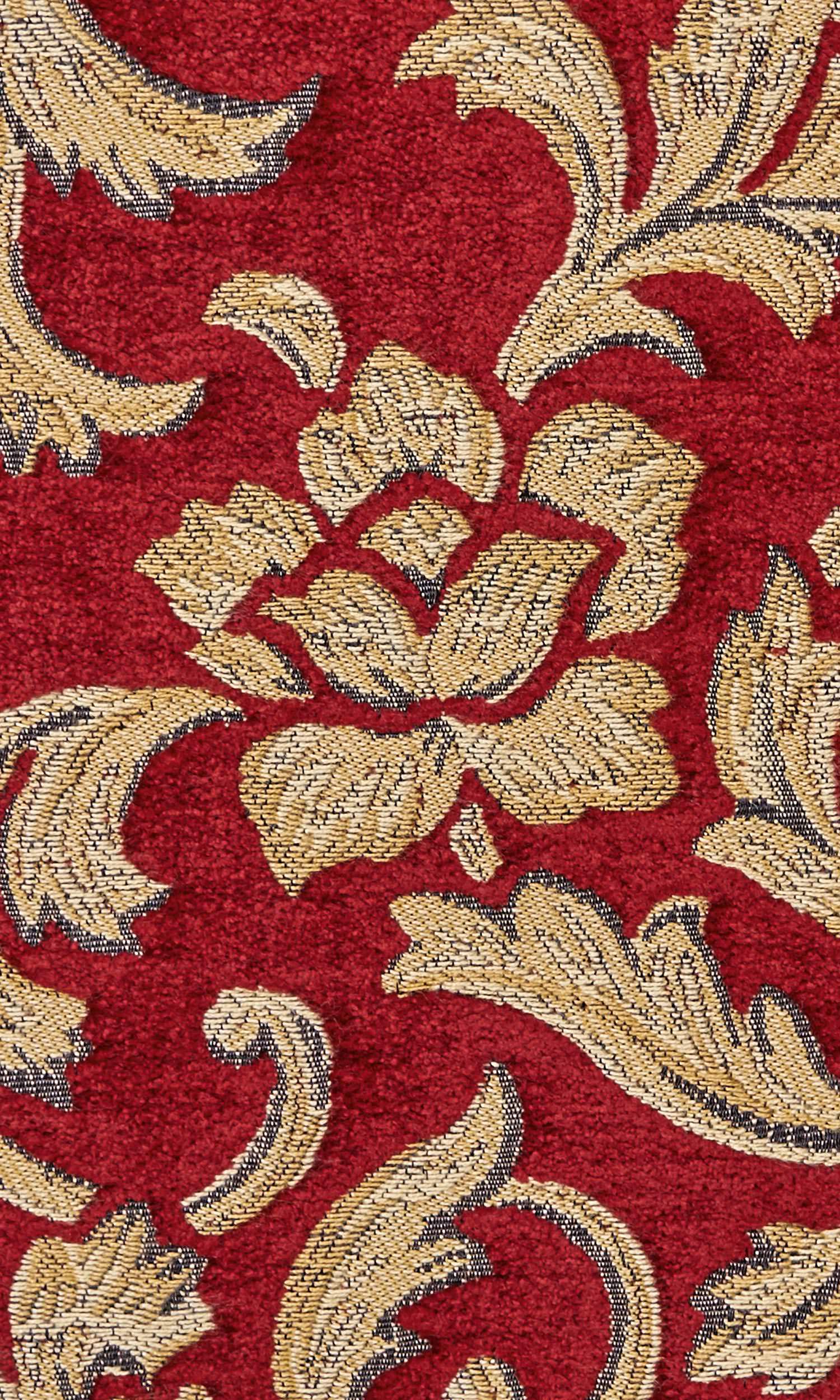 Floral Velvet Home Textile Fabric Material By the Yard (Beige/ Red)