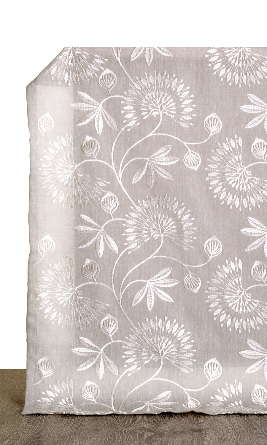 Semi Sheer Home Décor Fabric By the Yard (Warm Gray/ White)