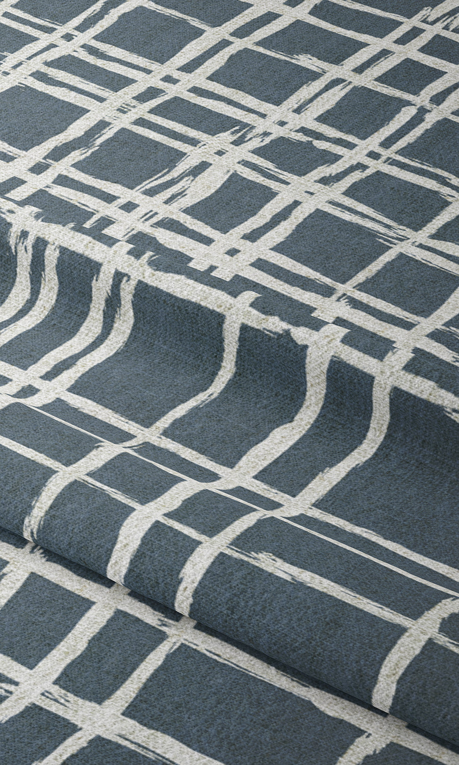 Abstract Patterned Window Treatments Fabric Sample (Petrol Blue/ White)