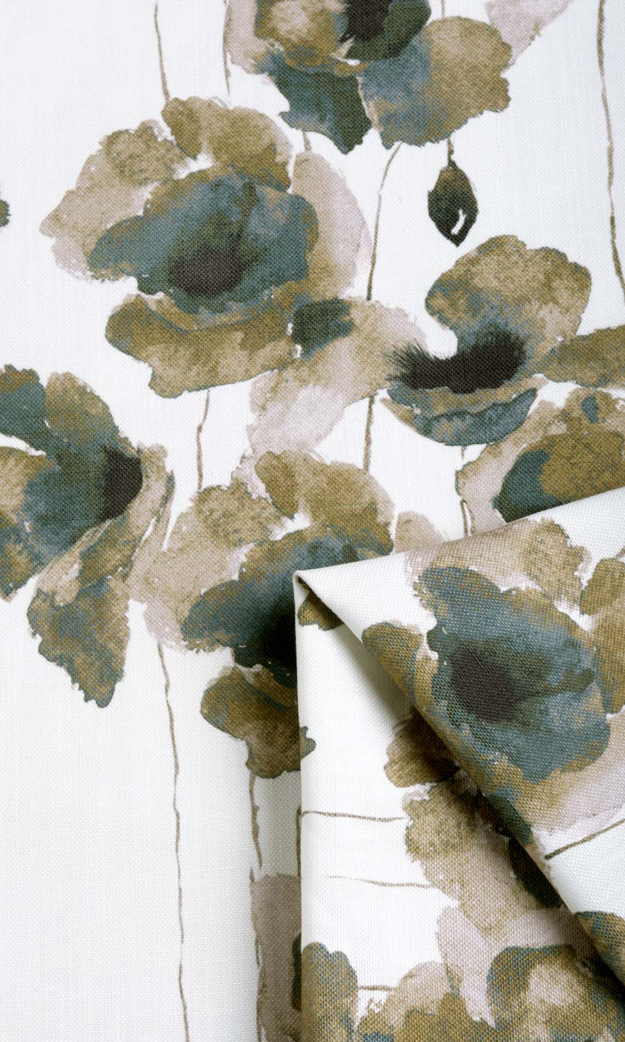 Water Lilies Floral Home Textile Fabric Material Sample (Brown/ Grey)