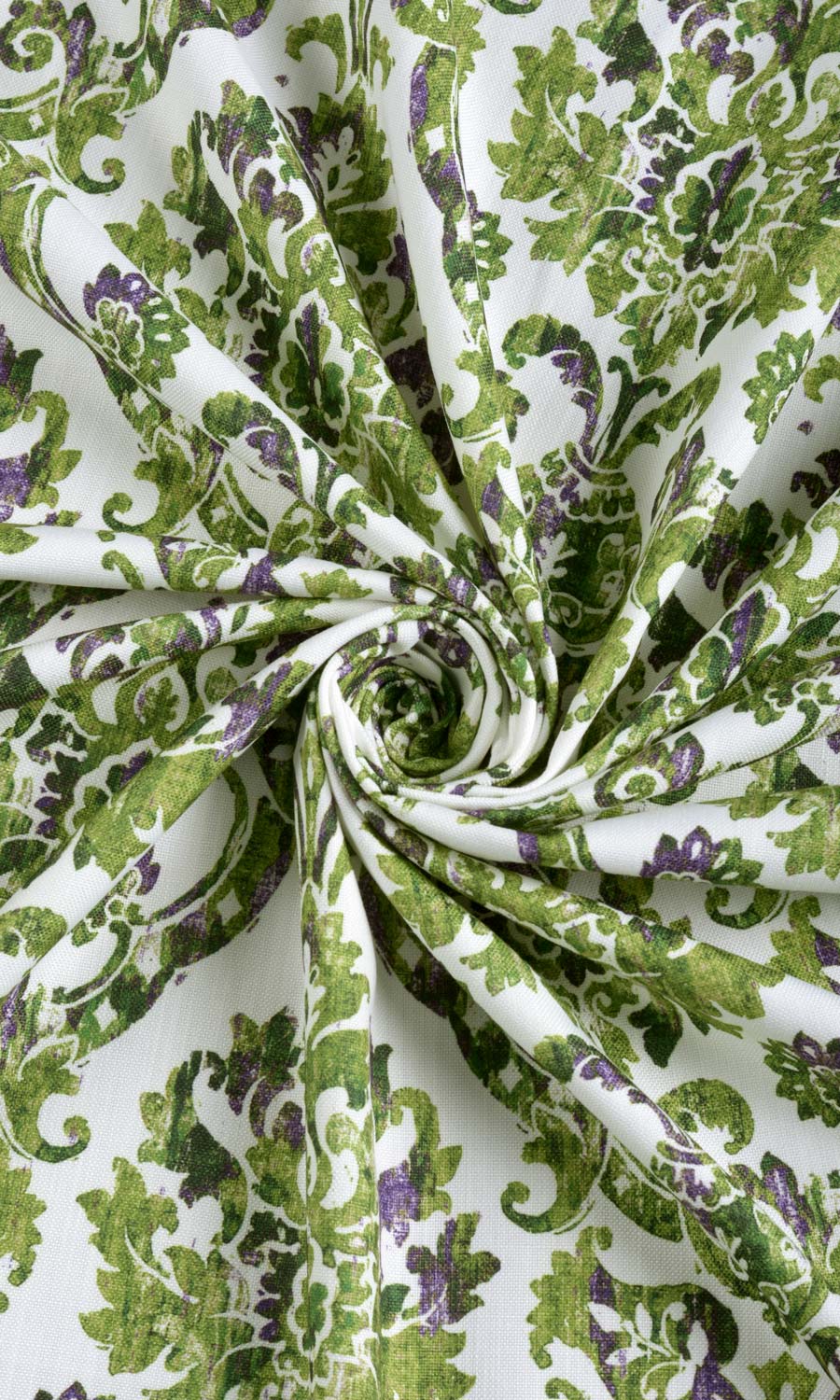 Damask Patterned Fabric By the Yard for Curtains & Drapes (Green/ Purple)