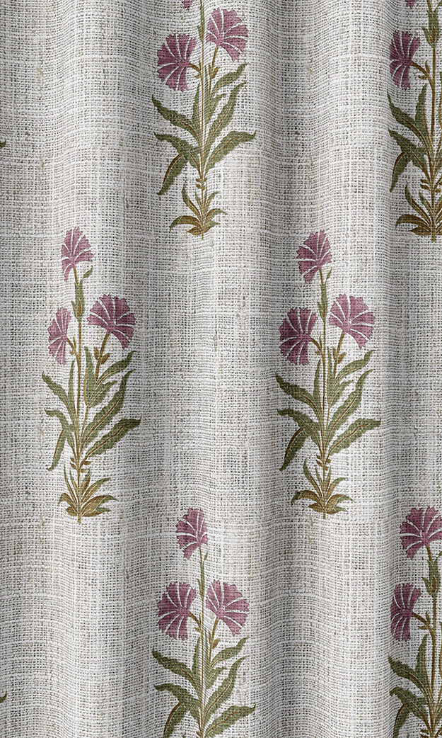 Floral Home Textile Fabric Material By the Yard (White/ Pink/ Green)