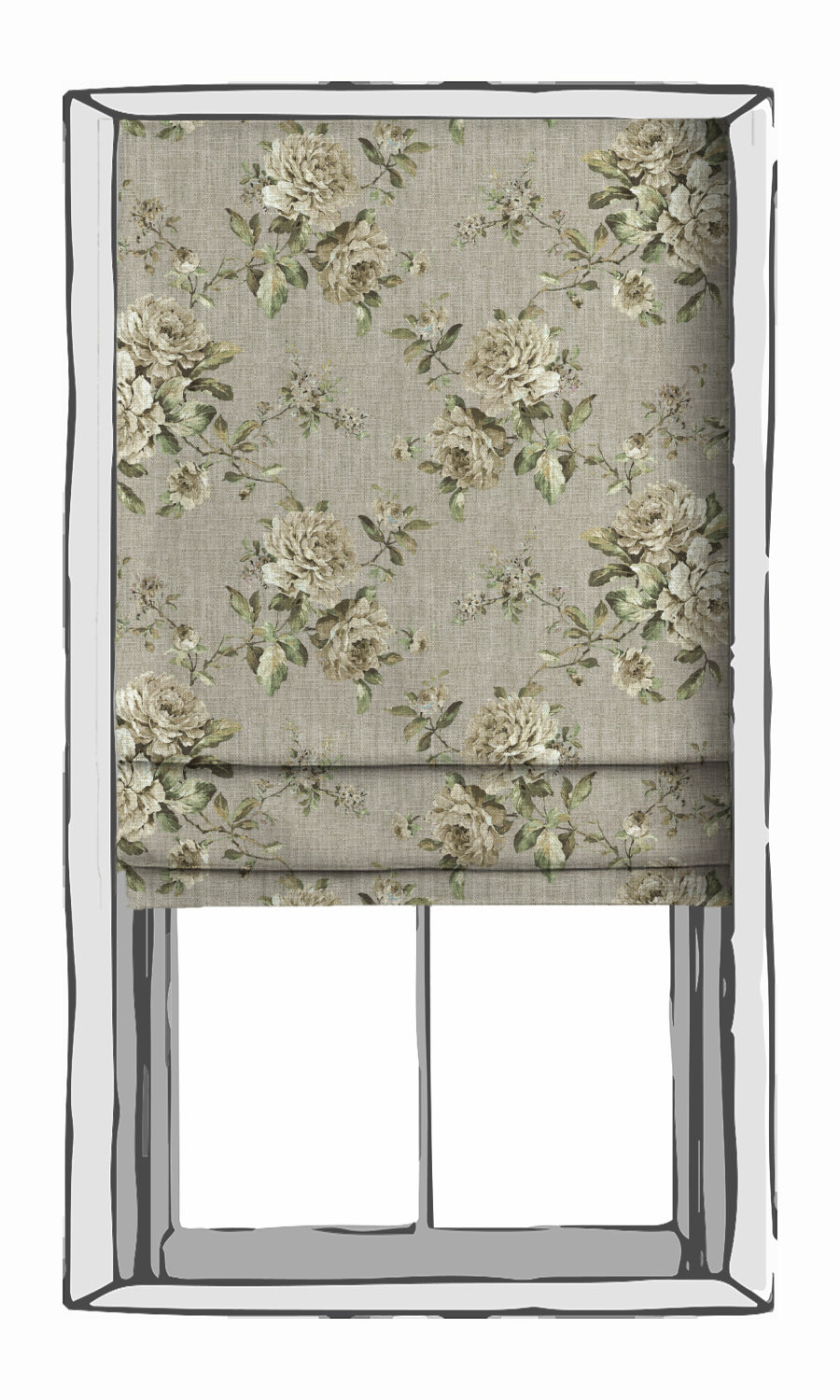 Country Floral Window Treatments Fabric By the Yard (Warm Grey)