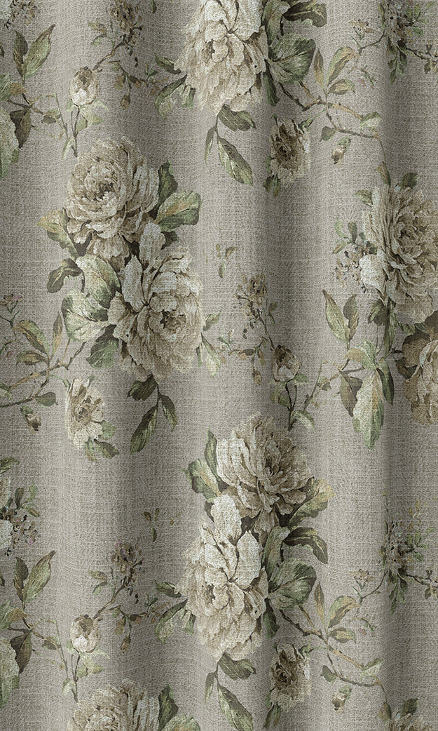 Country Floral Home Textile Fabric Material By the Yard (Warm Grey)