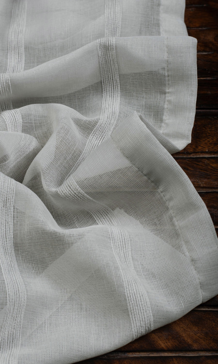 Striped Sheer Free Fabric Material Sample (Grey)
