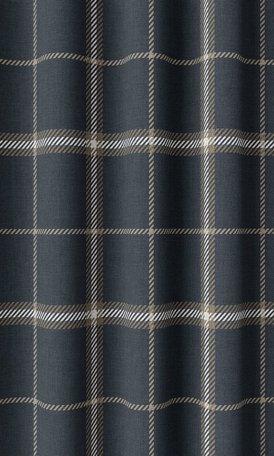 Checkered Home Décor Fabric By the Yard (Navy Blue/ Brown)