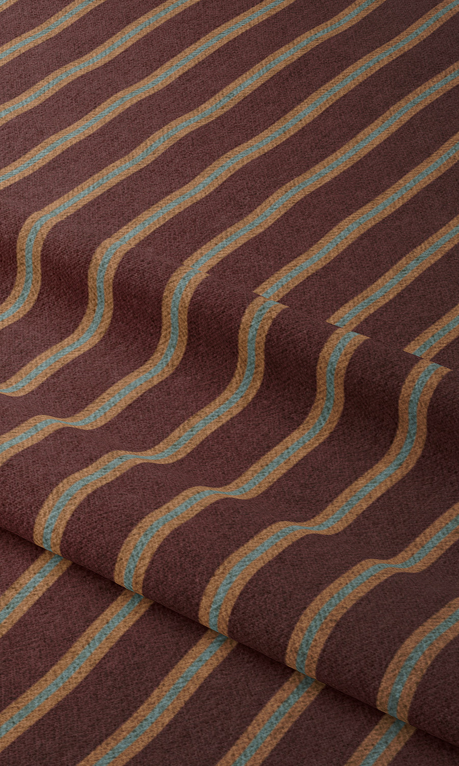 Modern Striped Fabric Material By the Yard (Wine Red/ Orange/ Blue)