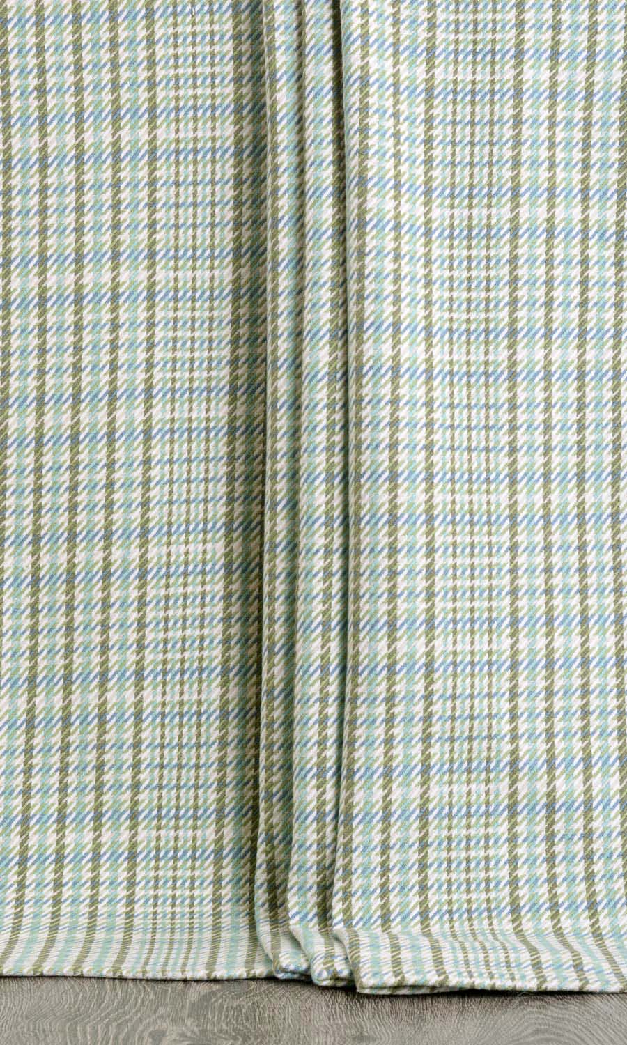 Houndstooth Cotton Home Décor Fabric By the Yard (Green/ Blue)