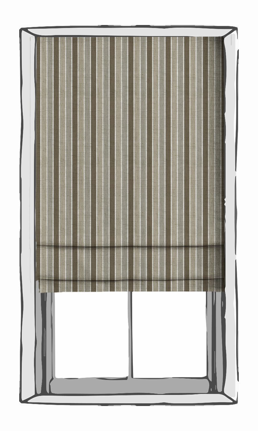 Striped Patterned Fabric Material By the Metre (Beige/ Brown)