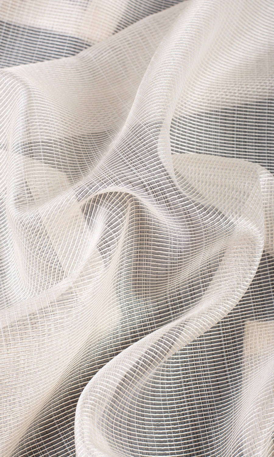 Textured Sheer Home Décor Fabric Sample (Ivory/ Pale Beige)