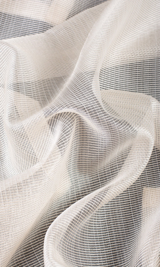 Textured Sheer Home Décor Fabric Sample (Ivory/ Pale Beige)