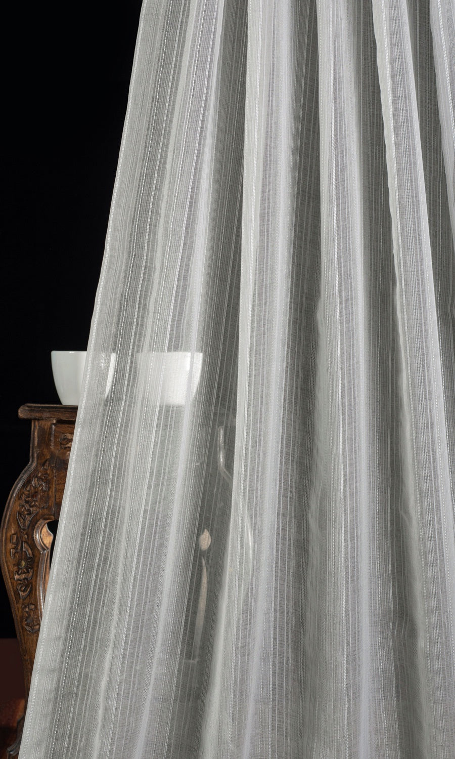 Woven Striped Sheer Home Textile Fabric Material By the Yard (Grey)
