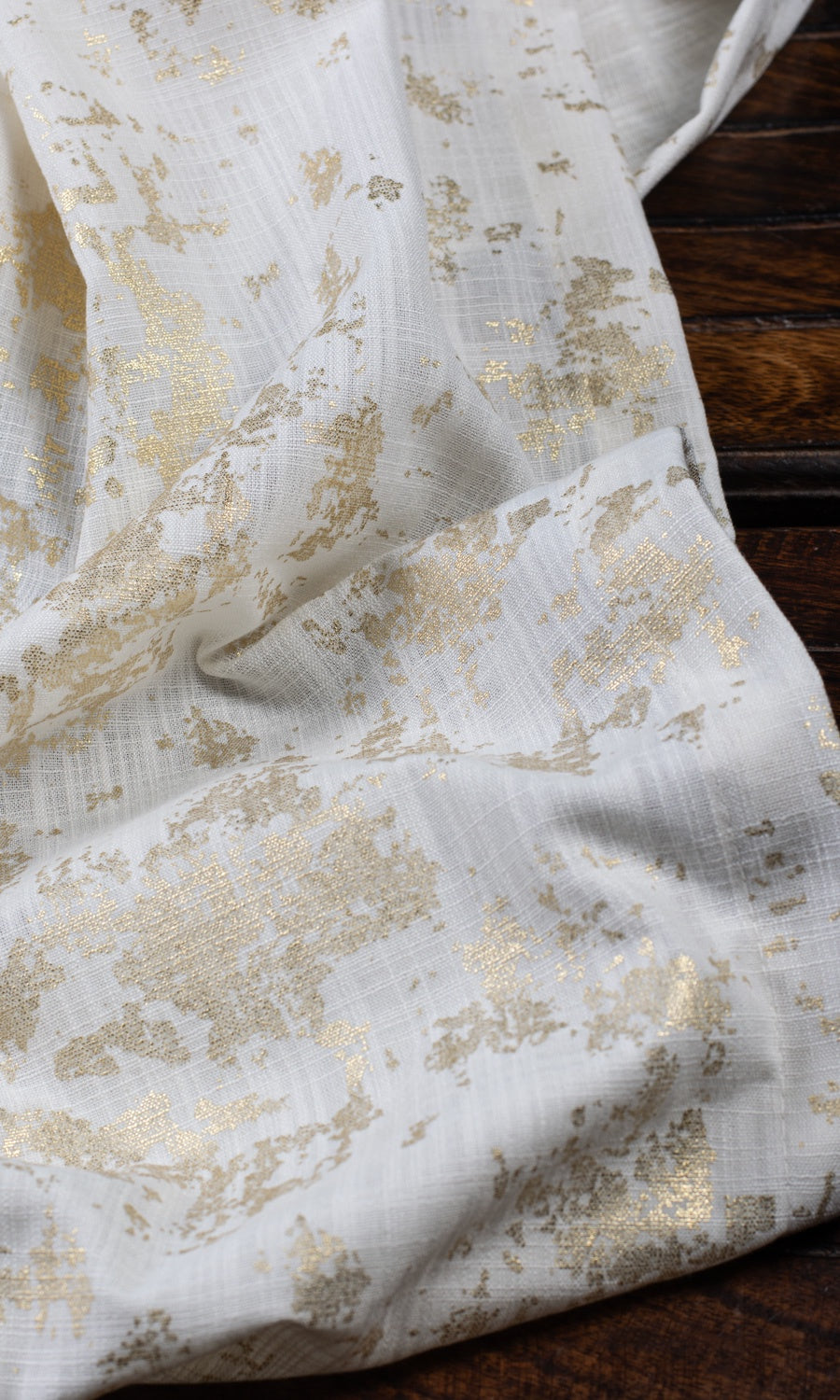 Metallic Abstract Print Fabric Sample for Roman Blinds & Shades (Cream/ Golden)