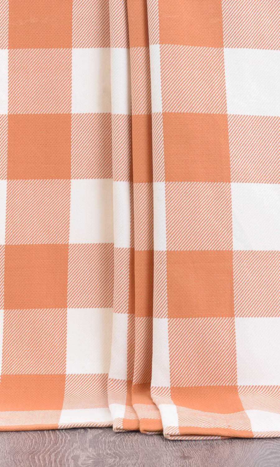 Buffalo Check Fabric By the Yard for Curtains & Drapes (Melon Orange/ White)