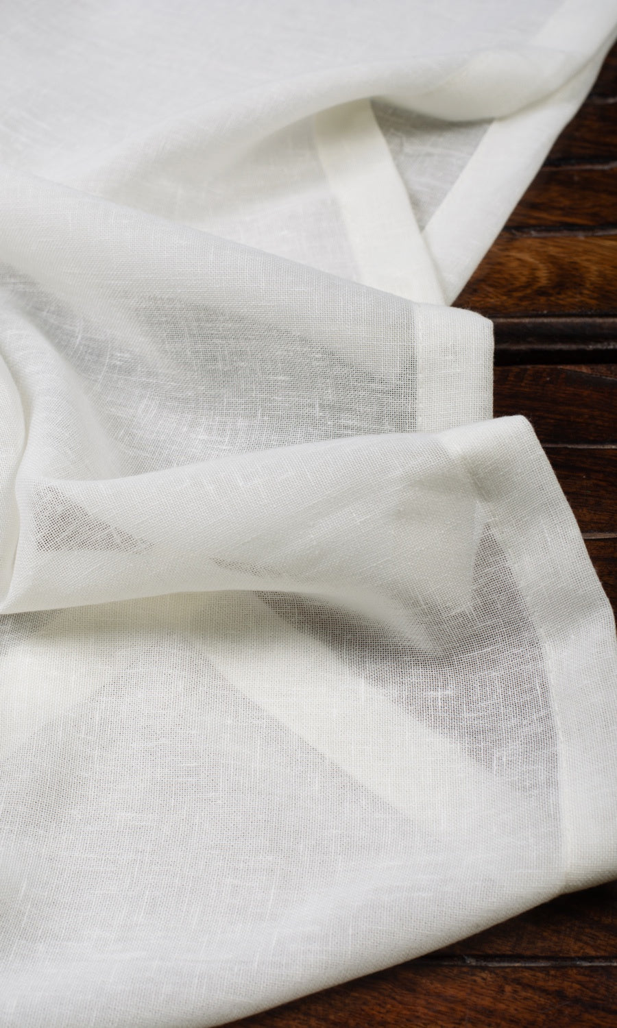 Plain Linen-Texture Sheer Fabric Material By the Yard (White)