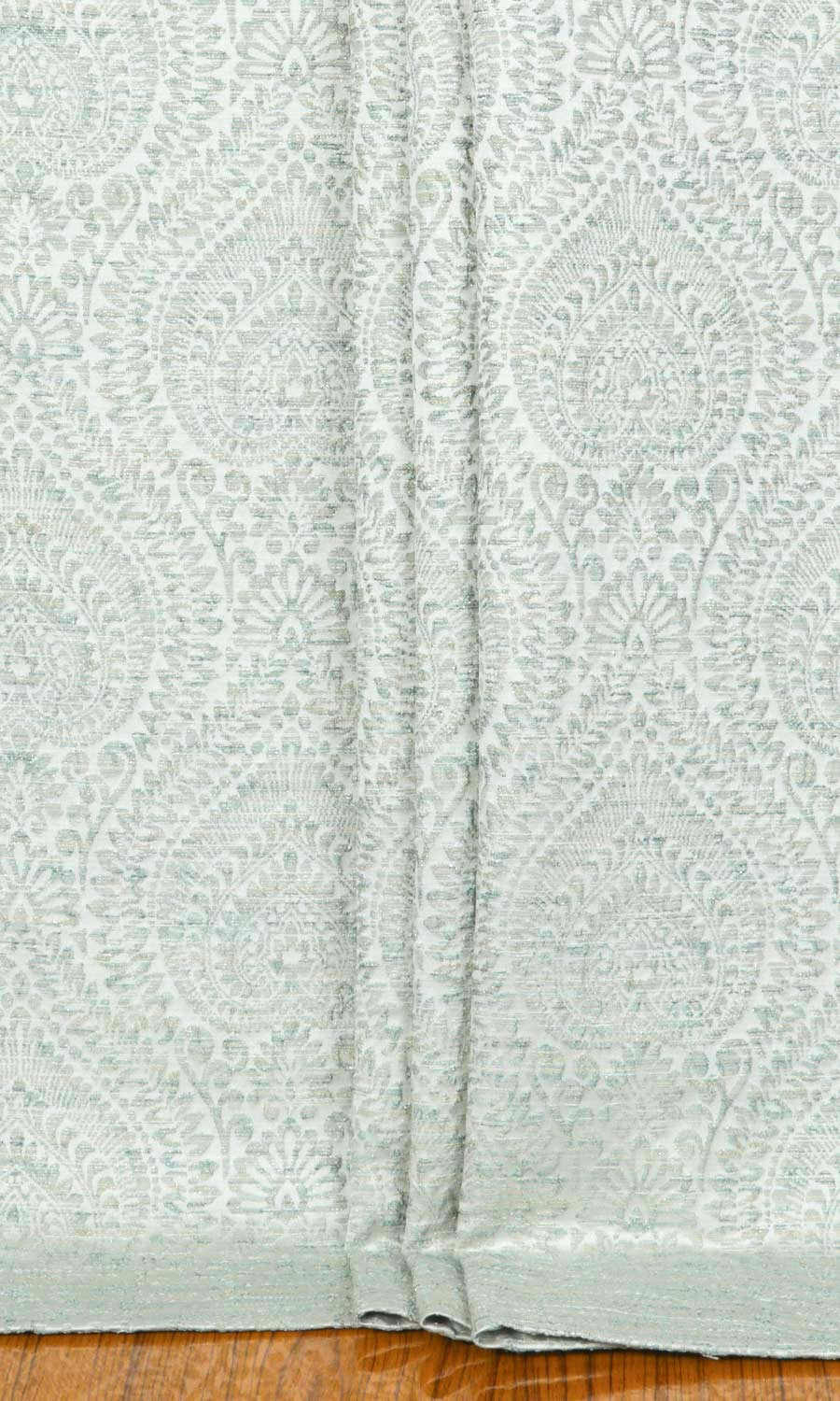 Textured Floral Window Treatments Fabric By the Yard (Pale Grey/ Mint)