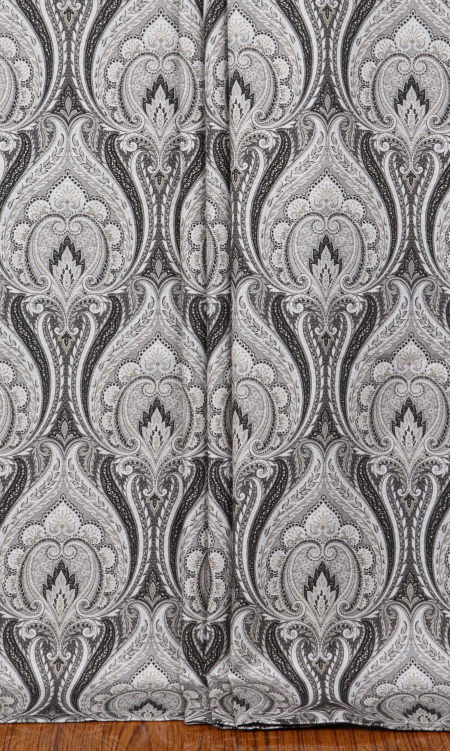 Floral Damask Home Textile Fabric Material Sample (Grey/ Charcoal)