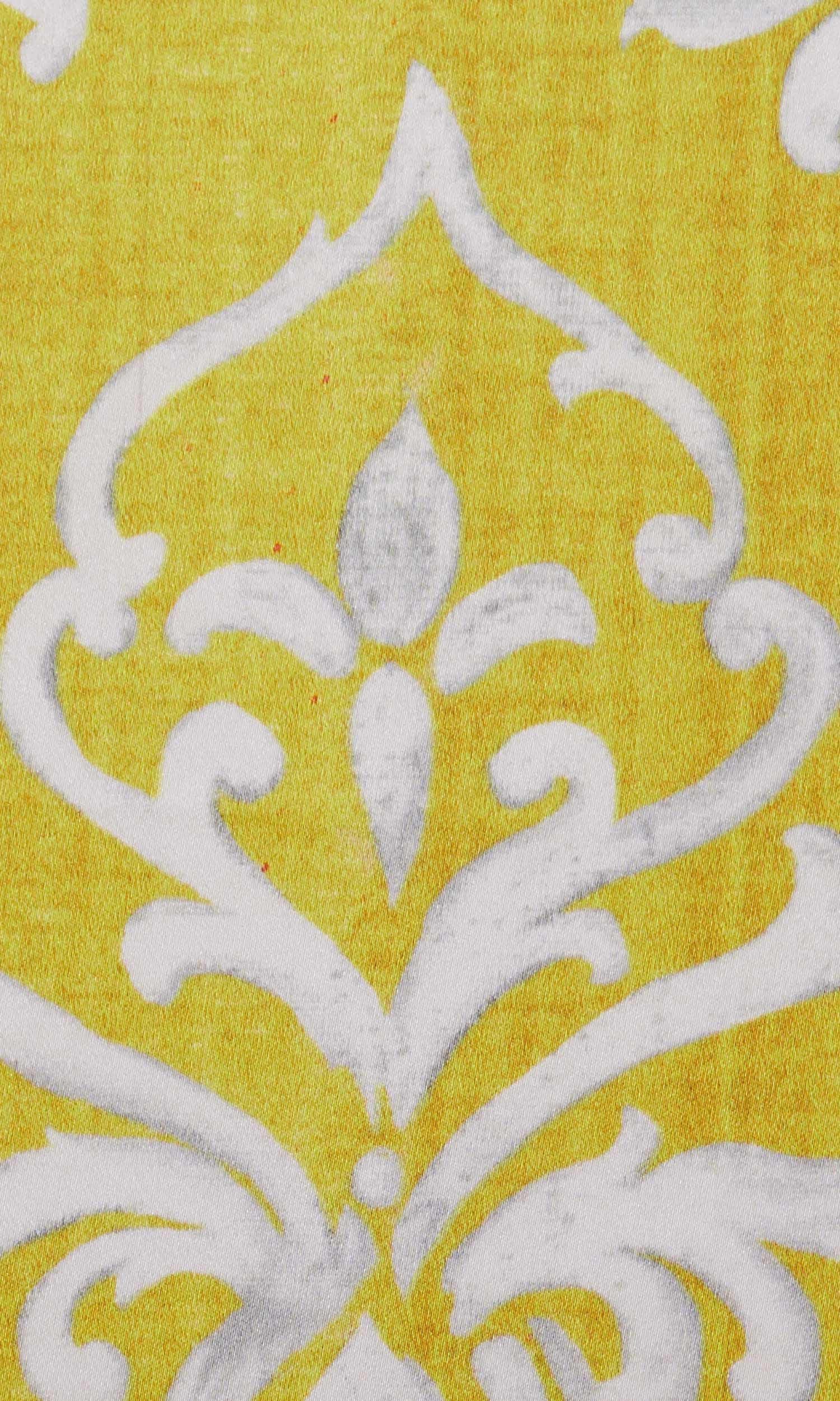 Damask Home Textile Fabric Material By the Yard (Yellow/ White)